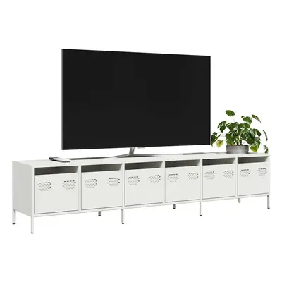 vidaXL TV skříňka bílá 202 x 39 x 43,5 cm ocel válcovaná za studena