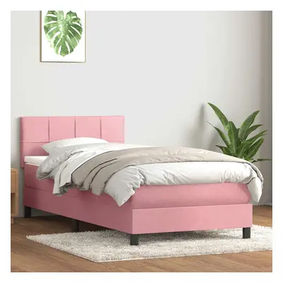 vidaXL Box spring postel s matrací černá 100x220 cm Růžový