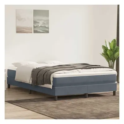 vidaXL Box spring postel s matrací tmavě šedá 160x220 cm samet