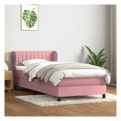 vidaXL Box spring postel s matrací růžová 100x210 cm samet