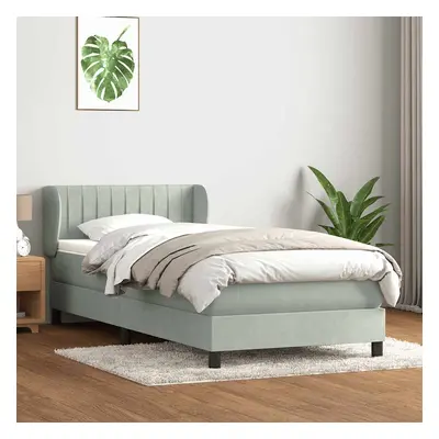 vidaXL Box spring postel s matrací světle šedá 90x210 cm samet