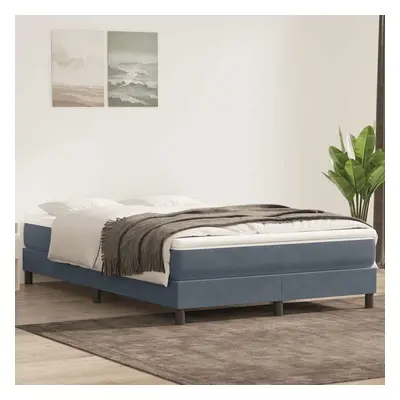 vidaXL Box spring postel s matrací tmavě šedá 160x210 cm samet