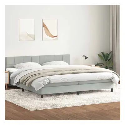 vidaXL Box spring postel s matrací světle šedá 180x220 cm samet