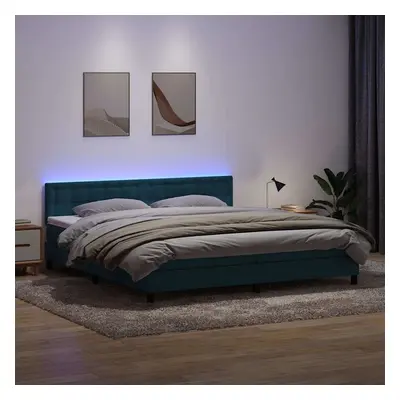 vidaXL Box spring postel s matrací tmavě modrá 180x210 cm samet