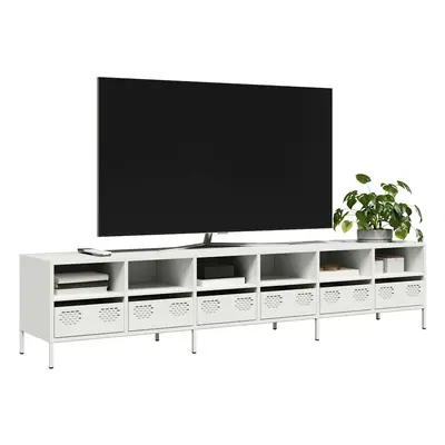 vidaXL TV skříňka bílá 202 x 39 x 43,5 cm ocel válcovaná za studena