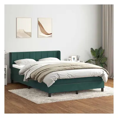 vidaXL Box spring postel s matrací tmavě zelená 140x210 cm samet