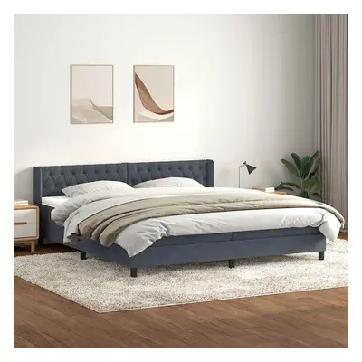 vidaXL Box spring postel s matrací tmavě šedá 180x210 cm samet