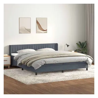 vidaXL Box spring postel s matrací tmavě šedá 200x210 cm samet