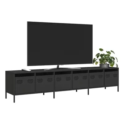 vidaXL TV skříňka černá 202x39x43,5 cm ocel válcovaná za studena