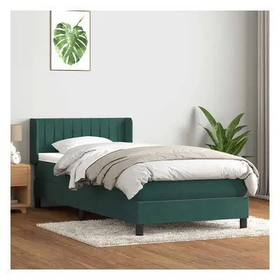 vidaXL Box spring postel s matrací tmavě zelená 90x210 cm samet