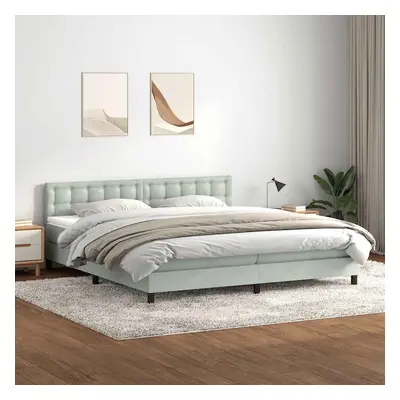 vidaXL Box spring postel s matrací světle šedá 180x220 cm samet