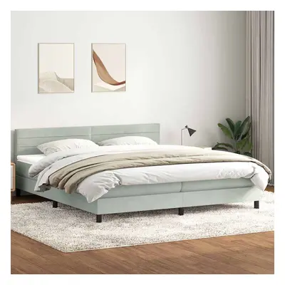 vidaXL Box spring postel s matrací světle šedá 180x210 cm samet