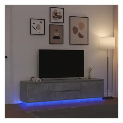 vidaXL TV skříňka s LED osvětlením betonově šedá 193,5x41x50 cm