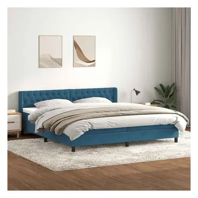 vidaXL Box spring postel s matrací tmavě modrá 180x210 cm samet