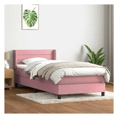 vidaXL Box spring postel s matrací černá 100x220 cm Růžový