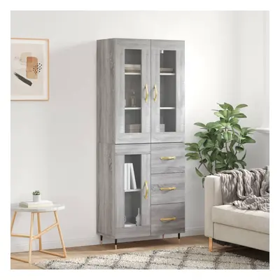 vidaXL Skříň highboard šedá sonoma 69,5 x 34 x 180 cm kompozitní dřevo