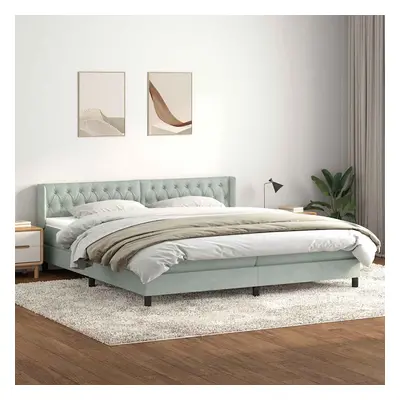 vidaXL Box spring postel s matrací světle šedá 180x210 cm samet