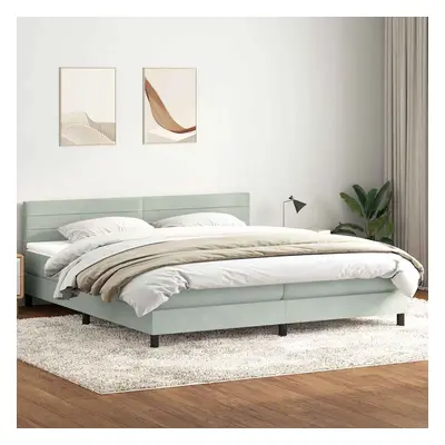 vidaXL Box spring postel s matrací světle šedá 200x220 cm samet