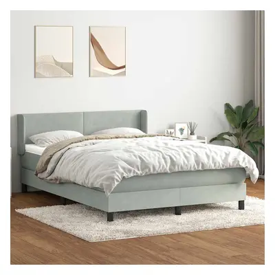 vidaXL Box spring postel s matrací světle šedá 160x210 cm samet