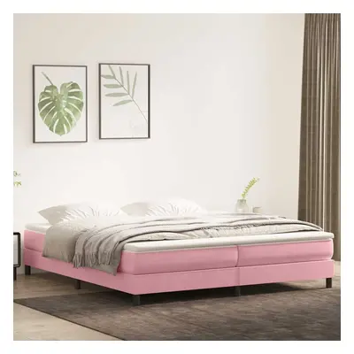 vidaXL Box spring postel s matrací růžová 200x210 cm samet