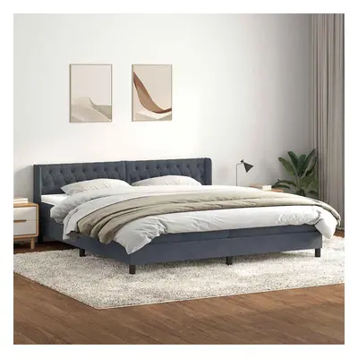 vidaXL Box spring postel s matrací tmavě šedá 200x210 cm samet