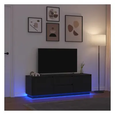 vidaXL TV skříňka s LED osvětlením černý dub 160,5x41x50 cm