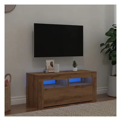 vidaXL TV stolek s LED dub artisan 90 x 35 x 40 cm kompozitní dřevo