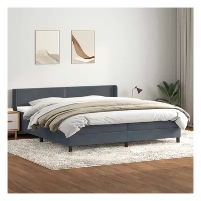 vidaXL Box spring postel s matrací tmavě šedá 200x210 cm samet