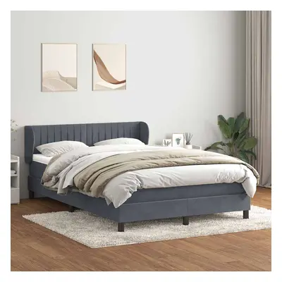 vidaXL Box spring postel s matrací tmavě šedá 160x220 cm samet