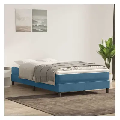 vidaXL Box spring postel s matrací tmavě modrá 120x220 cm samet