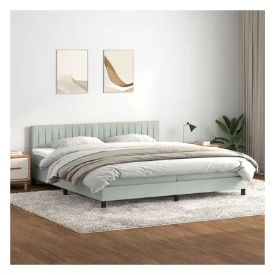 vidaXL Box spring postel s matrací světle šedá 200x210 cm samet