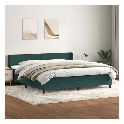 vidaXL Box spring postel s matrací tmavě zelená 200x210 cm samet