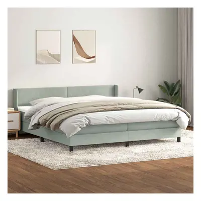 vidaXL Box spring postel s matrací světle šedá 200x210 cm samet