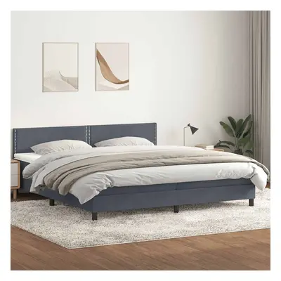 vidaXL Box spring postel s matrací tmavě šedá 200x220 cm samet