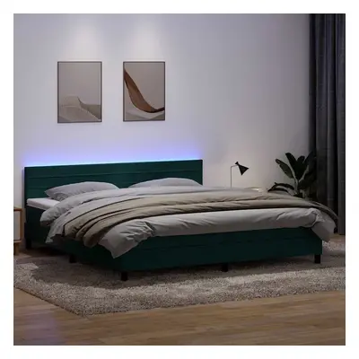 vidaXL Postel Box Spring s matrací tmavě zelená 200x220 cm samet