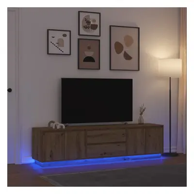 vidaXL TV skříňka s LED osvětlením dub artisan 193,5x41x50 cm