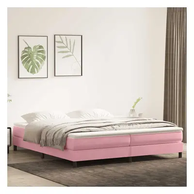 vidaXL Box spring postel s matrací růžová 180x210 cm samet