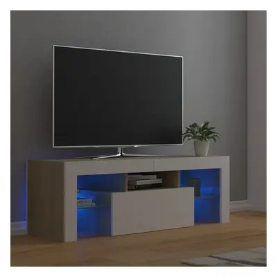 vidaXL TV skříňka s LED osvětlením bílá a dub sonoma 120 x 35 x 40 cm