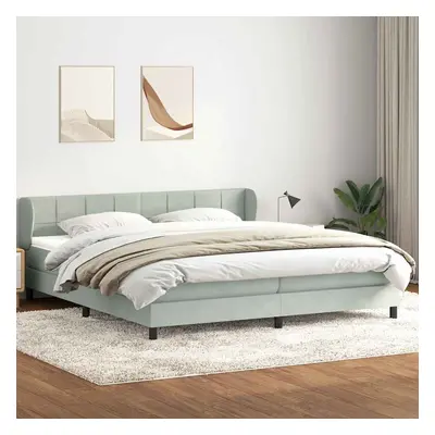 vidaXL Postel Box Spring s matracemi světle šedá 200x220 cm samet