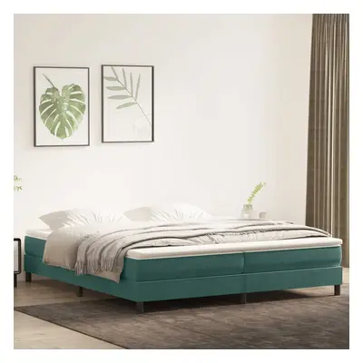 vidaXL Box spring postel s matrací tmavě zelená 200x210 cm samet