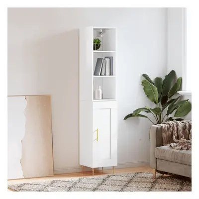 vidaXL Skříň highboard bílá s vysokým leskem 34,5x34x180 cm kompozit