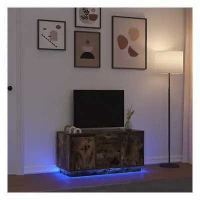 vidaXL Televizní skříňka s LED světly kouřový dub 100x41x50 cm