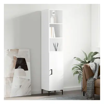 vidaXL Skříň highboard bílá s vysokým leskem 34,5x34x180 cm kompozit