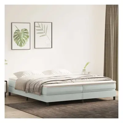 vidaXL Box spring postel s matrací světle šedá 180x210 cm samet