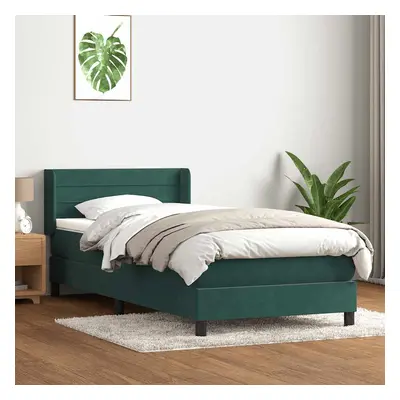 vidaXL Box spring postel s matrací tmavě zelená 100x220 cm samet