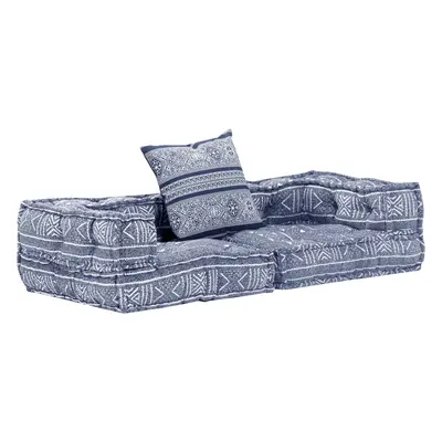 vidaXL 2místný modulární pouf indigo textil