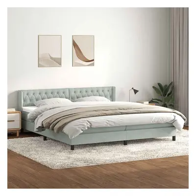 vidaXL Box spring postel s matrací světle šedá 200x220 cm samet