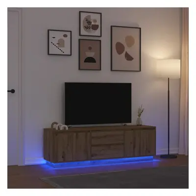 vidaXL TV skříňka s LED osvětlením dub artisan 160,5x41x50 cm