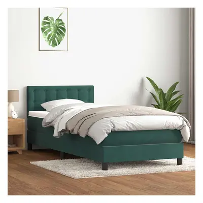 vidaXL Box spring postel s matrací tmavě zelená 90x210 cm samet