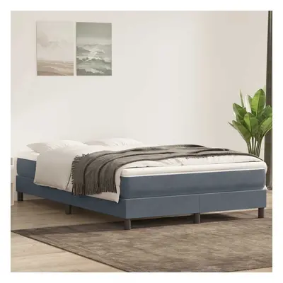 vidaXL Box spring postel s matrací tmavě šedá 140x210 cm samet